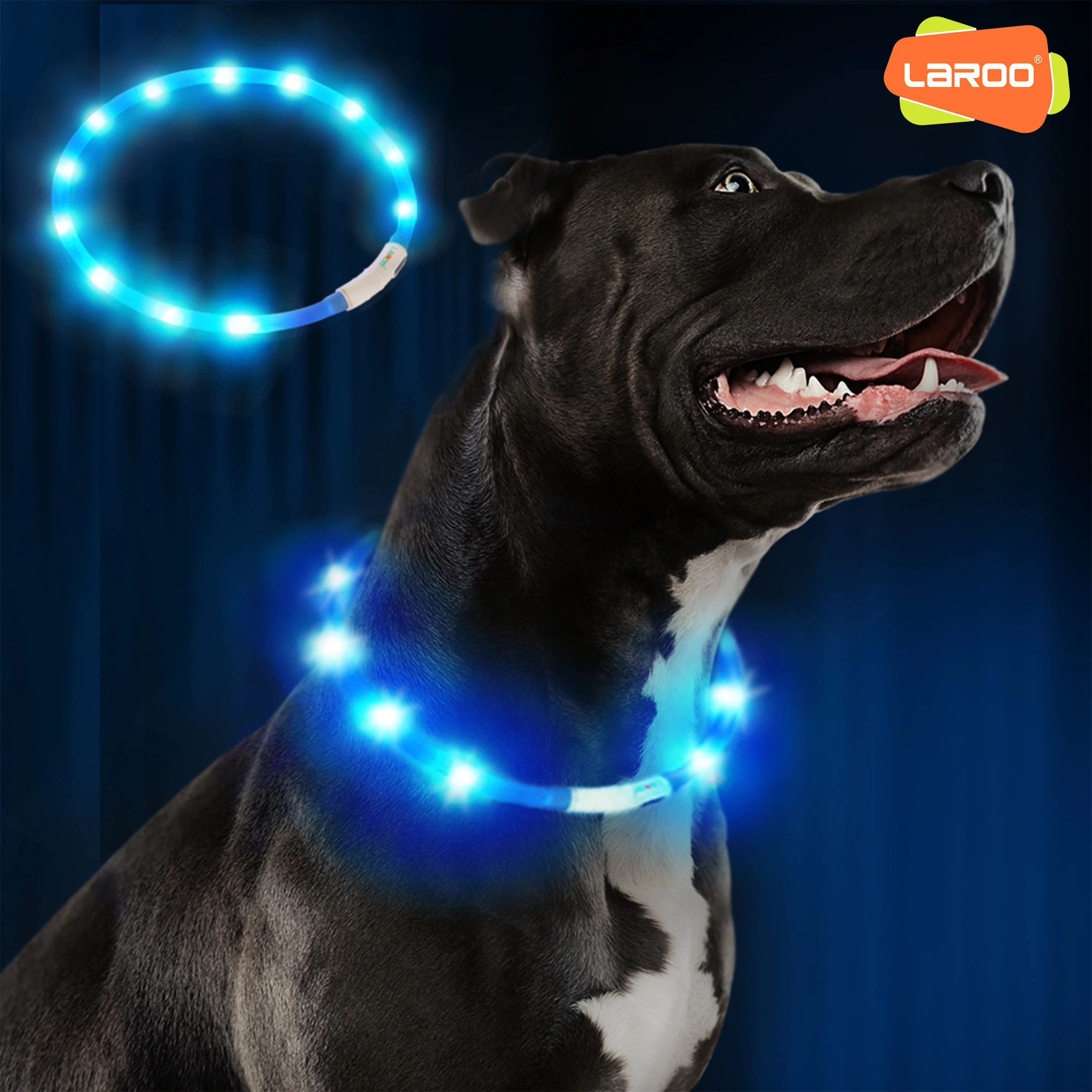 LaRoo ready to ship high quality colorful silicon rechargeable luxury LED dog accessories night pet products dog collar light