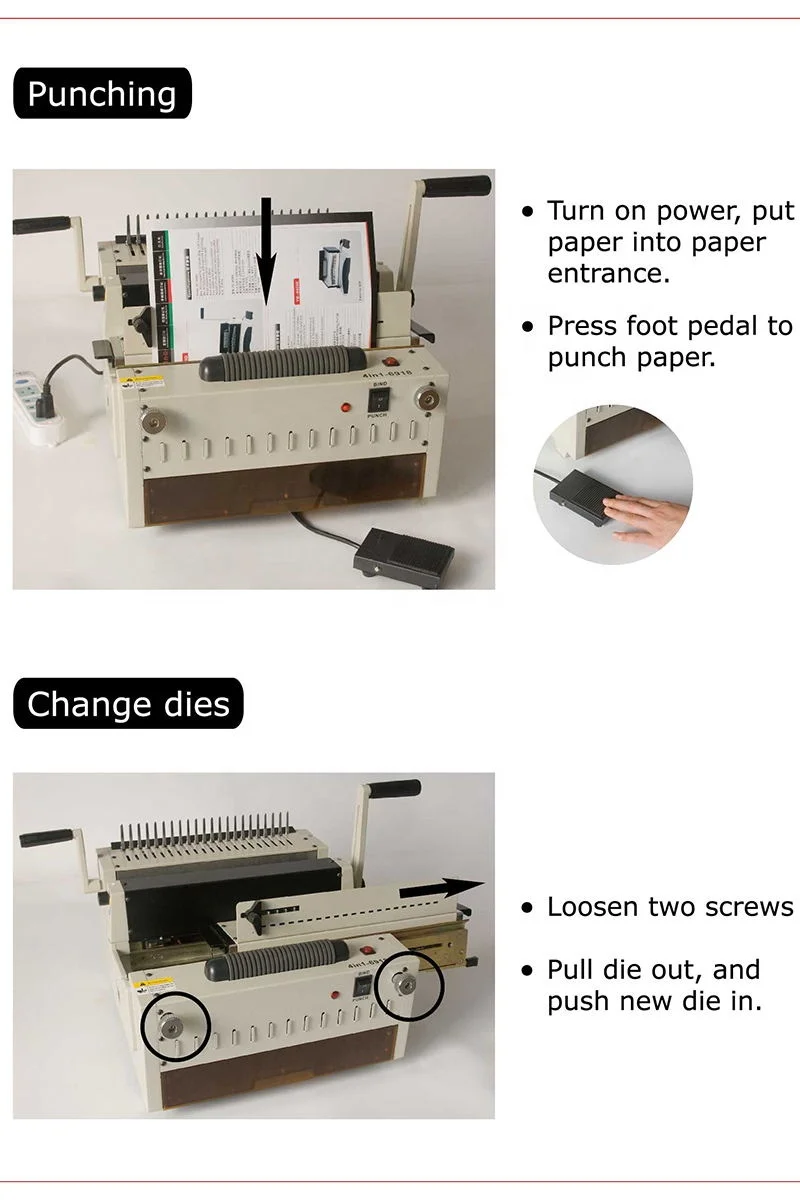 6918 4in1 multifunction electric book binding hole punch machine Coil binder double wire comb binder