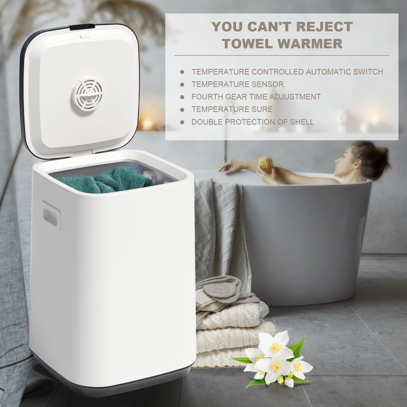 Large Towel Warmer Bucket 23L Large Capacity, Push-Button Temperature Adjustment, Automatic Temperature Rise