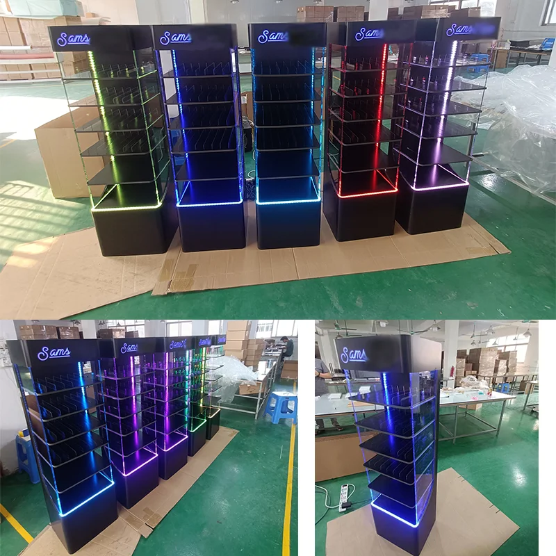 Bevis Customized Floor Acrylic Display Rack LED Display Stand for E products