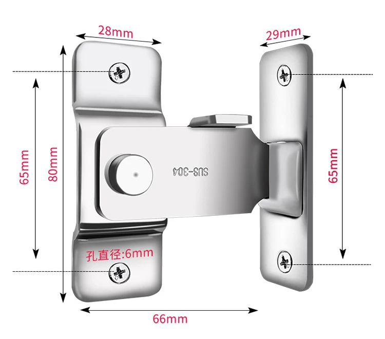 Stainless Steel 90 Degree Right Angle Hook Sliding Wooden Door Lock Hook For Sliding Door Lock Bolt Hardware Household Tool
