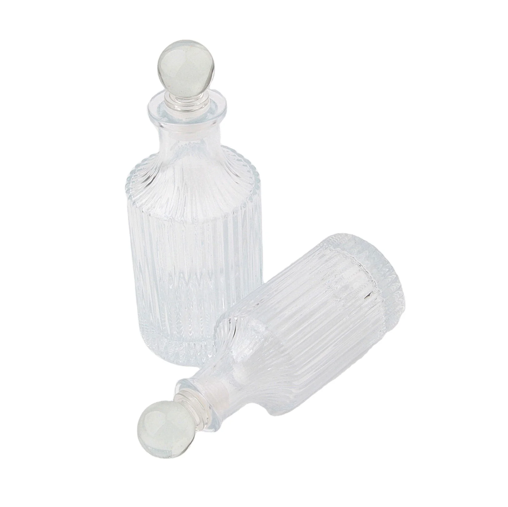 Hotsale embossed clear glass Reed Diffuser Bottle with ball shape glass airtight lid Reed Stick Aroma Perfume Fragrance Bottle