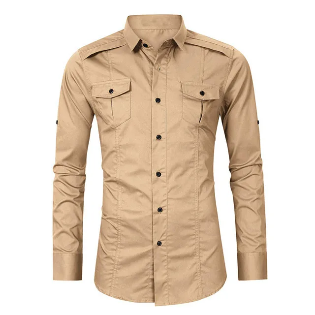 Modern fashion military shirts for men double pocket shirts for men long and short sleeve shirts for men 100% cotton
