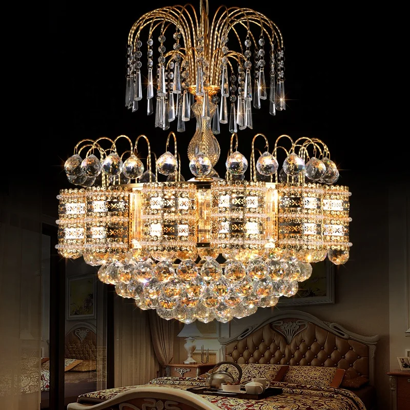 European Modern Luxury Gold Crystal Chandeliers Pendant Lights For Chandelier Ceiling Light Entrance Lobby Chandelier