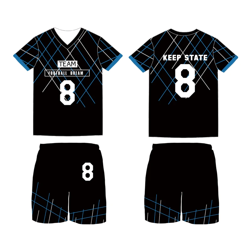 Cheap Custom Sports Suits Football Jersey Kit Designs Soccer Uniform Full Printing Logo Team Club Wear