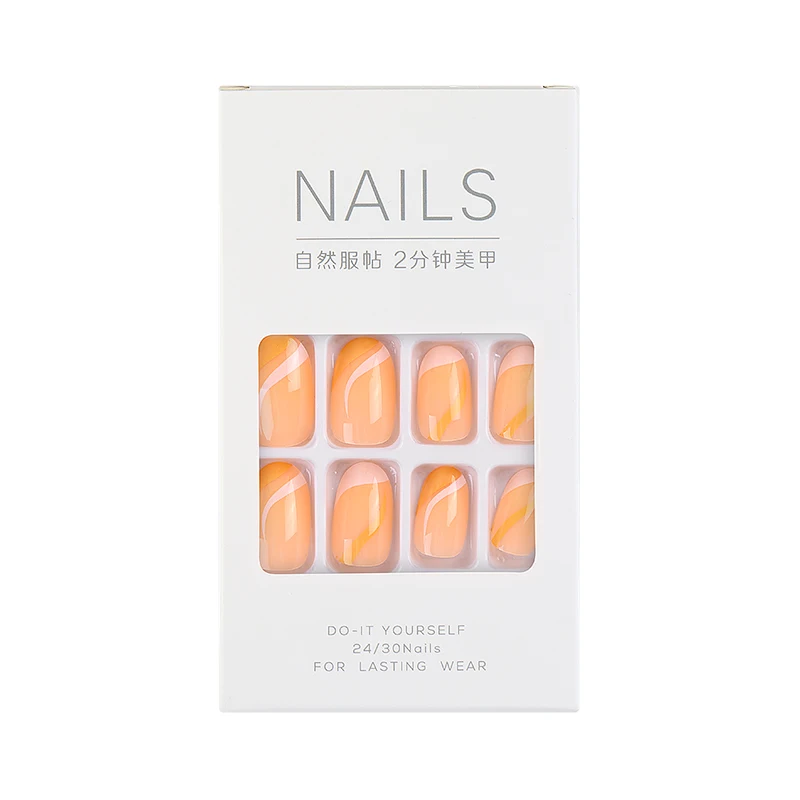 Wholesale Factory Price 24pcs Private Label Full Cover Coffin False Nail Art Manicure French Fingernail Nail Supplies