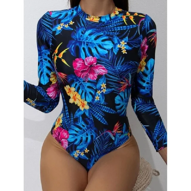 2022 Bikini Long Sleeve Swimwear Digital Print Push Up Summer Bath Suit Two Piece Bandeau Bikini Swim Suit