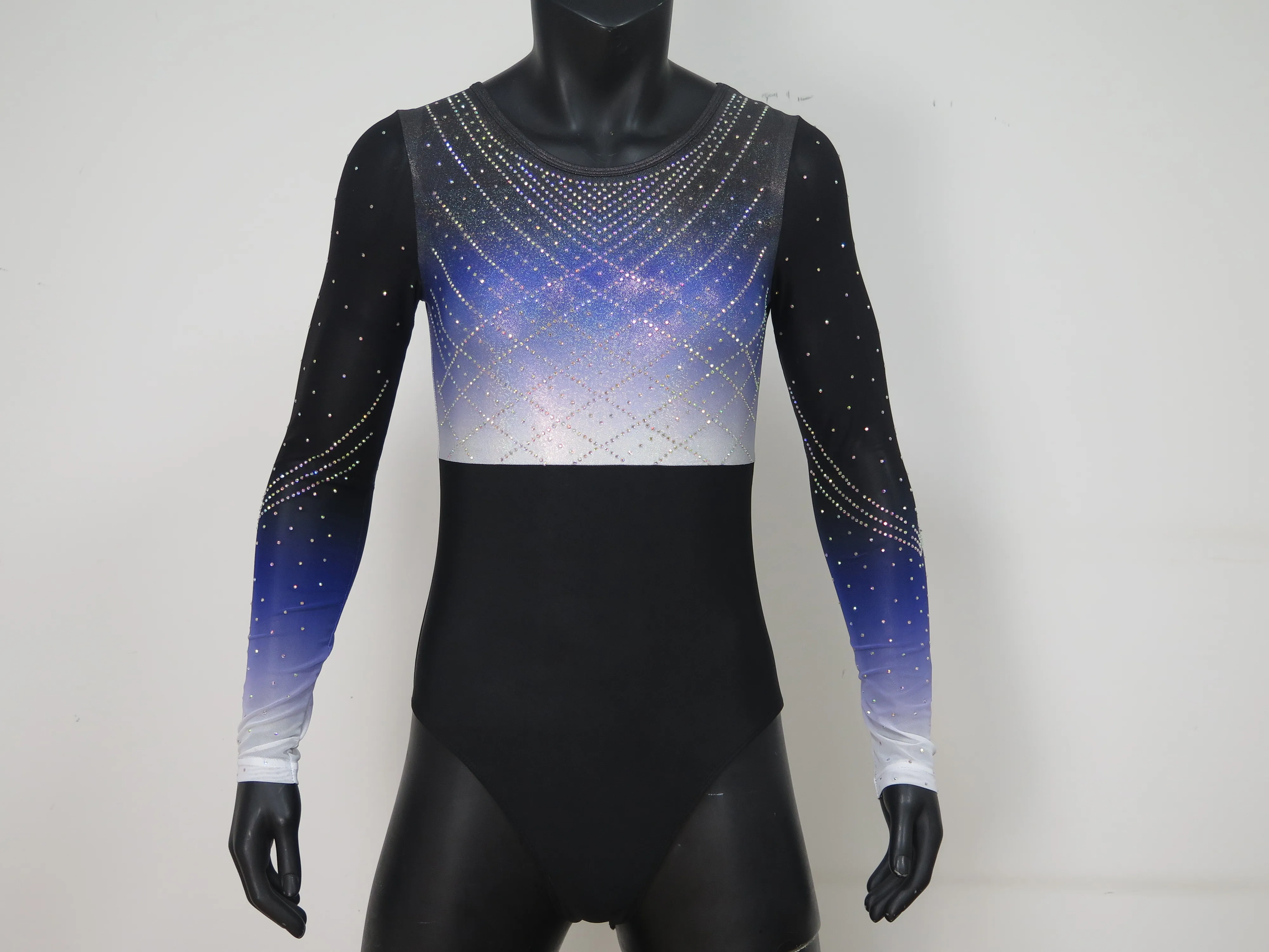 Newest Design Spandex Metallic Mesh Fabric Gymnastics Training Leotards for Girls Women Material Rhinestone Dance Wear