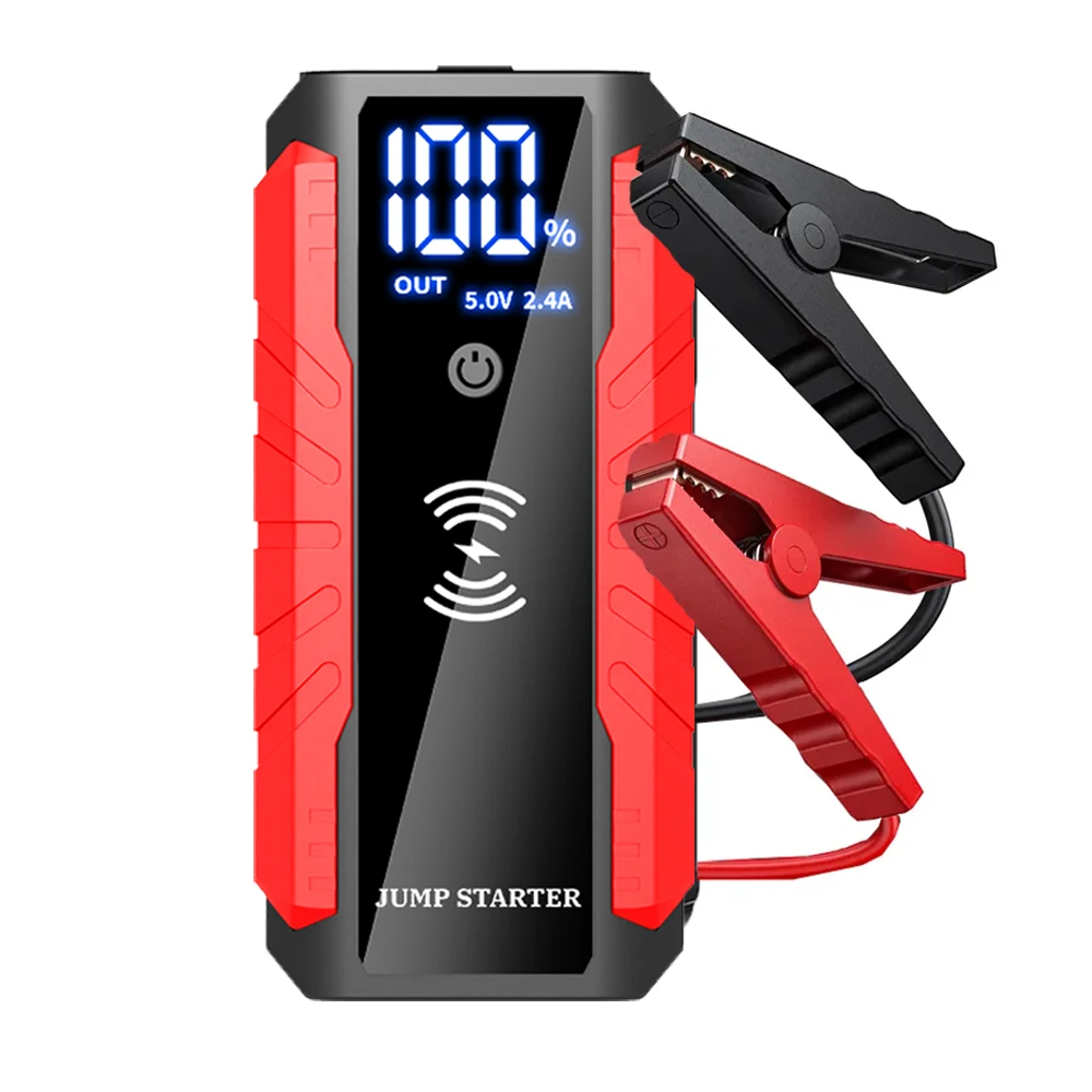 Многофункциональный стартер 20000 мАч с беспроводной зарядкой, большой экран со светодиодным светом