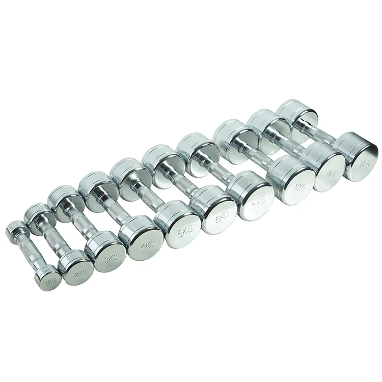 Real Mens Cast Iron Adjustable Chrome Plated Home Gym Steel Fitness Equipment Dumbbell Barbell Set