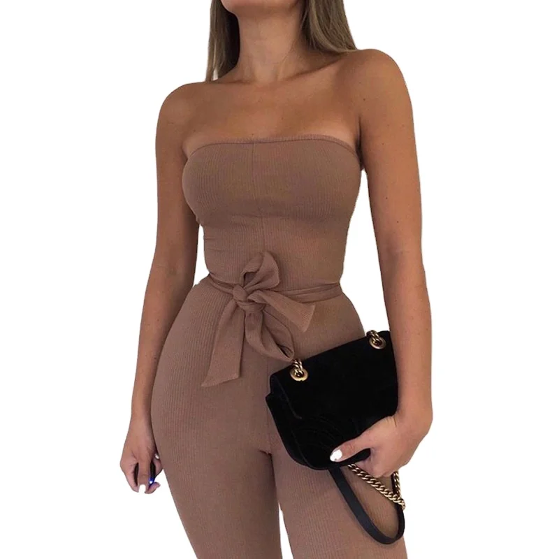 New arrival classic solid color jumpsuit best selling new womens jumpsuit sleeveless slim jumpsuits