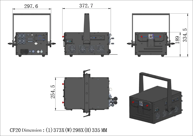 Optlaser Newest CF20 Series 20W Carbon Fiber Housing  RGB ILDA Animation Laser Show System with Digital Driver
