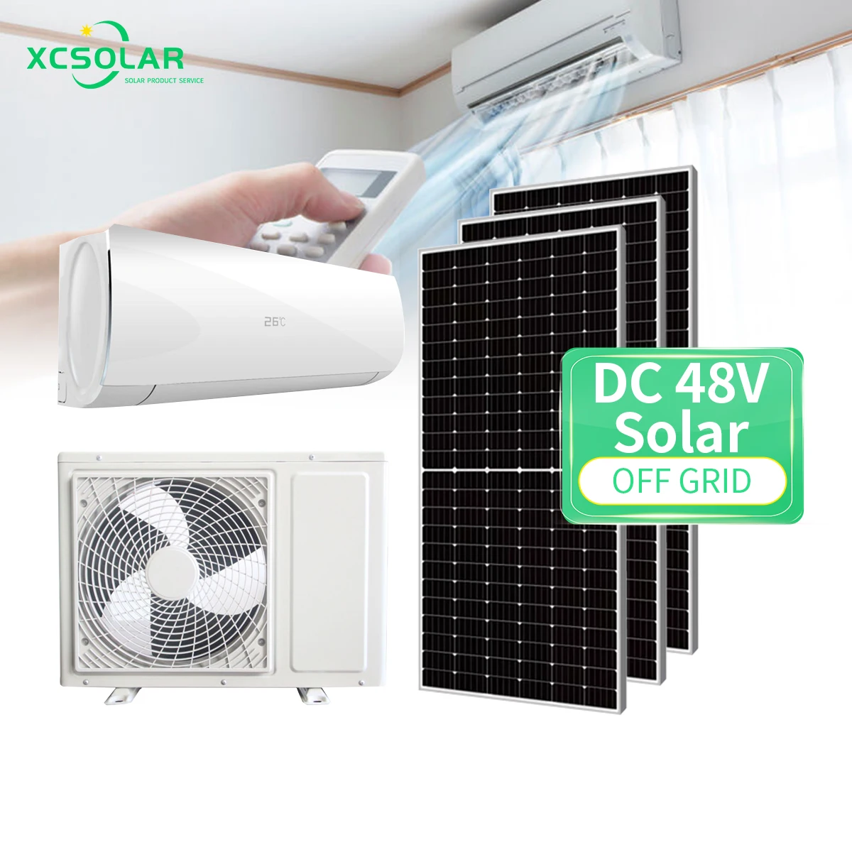 24000btu High Temperature Solar Air Conditioner With Battery for Solar off Grid Solar Airconditioner for Homes 12v 24v