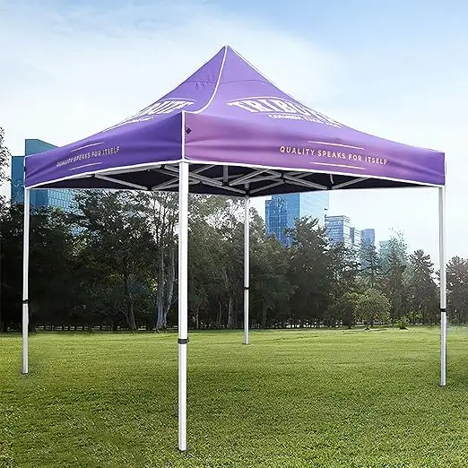 Custom 10x10 Logo Pop Canopy Tent for Outdoor Events for Business Advertising at Farmers Market and Trade Shows