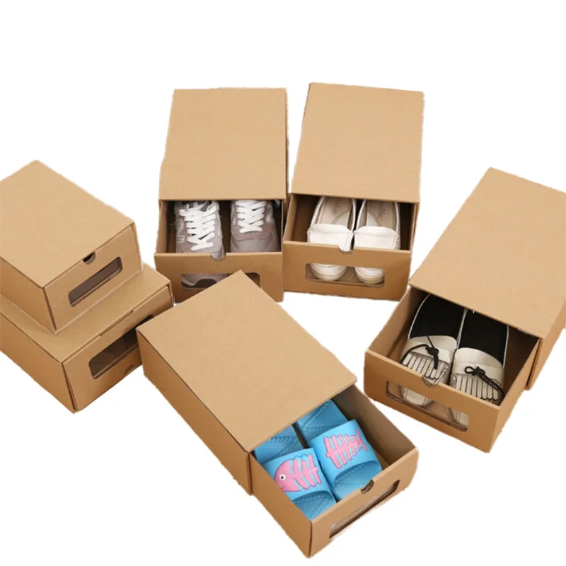 Custom sorting drawer type kraft paper box transparent storage cabinet shoe box packaging storage