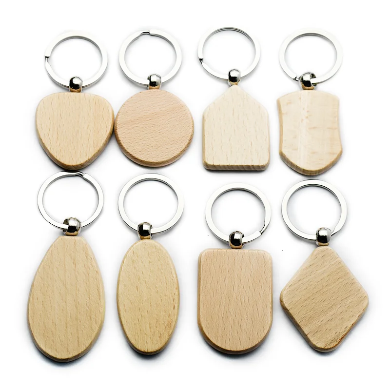 Wholesale Sublimation Wood Cute Logo Accessories Llavero Sublimation Key Chain Blank Custom Wooden Keychain