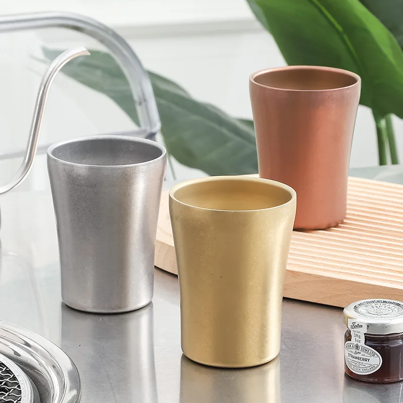 Custom logo 280ml portable double wall espresso cup metal travel stainless steel insulated drinking cup