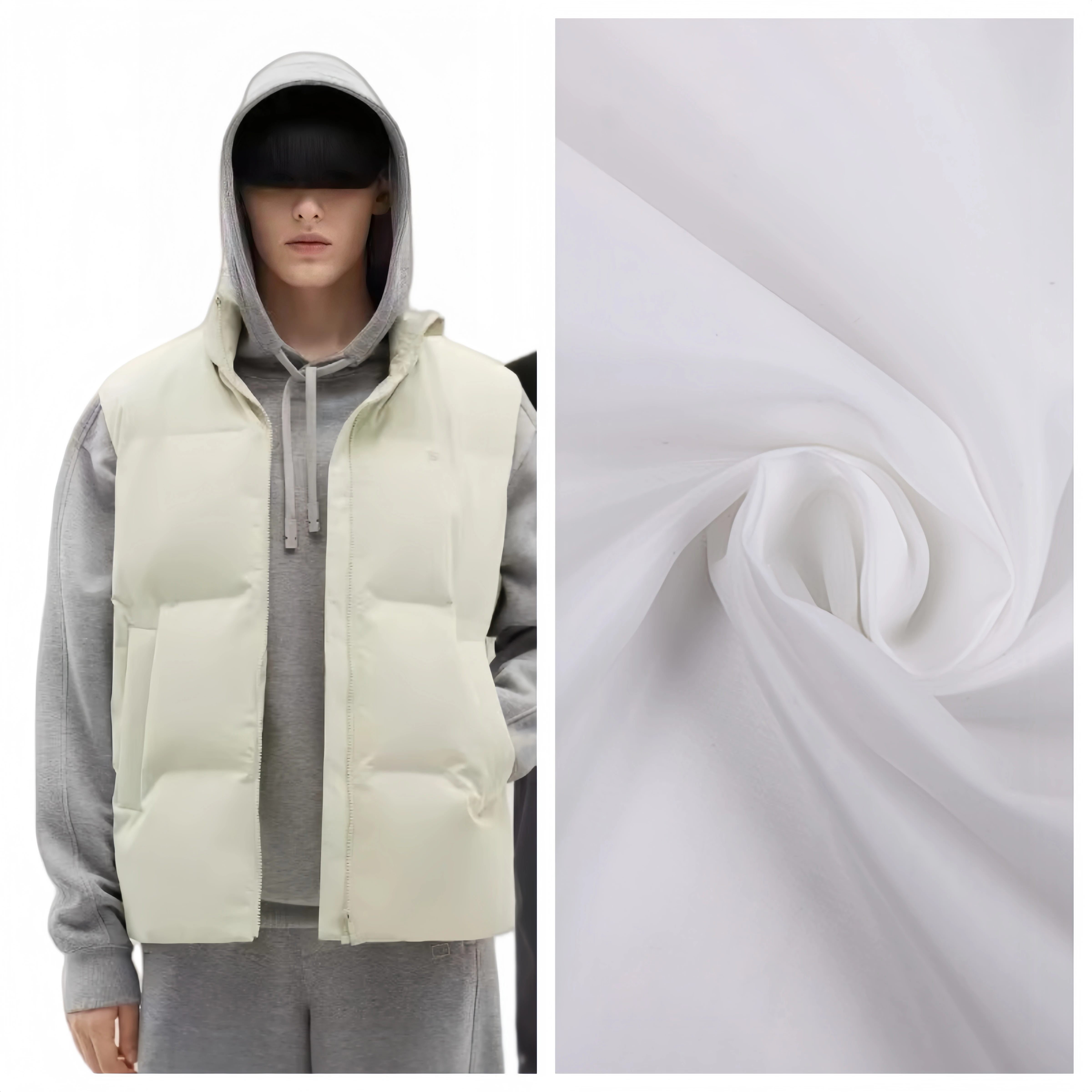 210T 70D Nylon Taffeta Fabric For Outdoor Down Jacket Plain Weave 380T PA PU coating Waterproof Down Proof Fabric