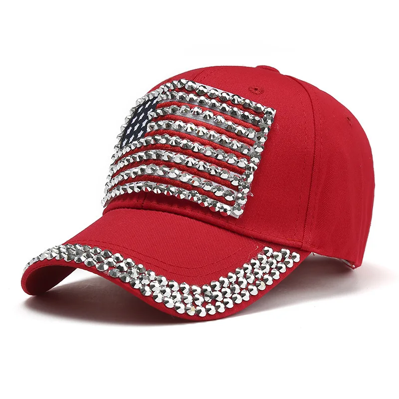 Ladies Flag Letter Rhinestone Wholesale Baseball Cap Hot Drill Cowboy Hat Peaked Hat
