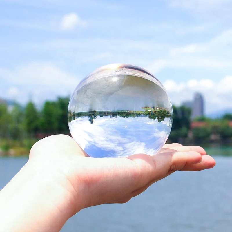 
Pujiang factory wholesale lensball with stand for photography clear K9 80mm crystal ball sphere 