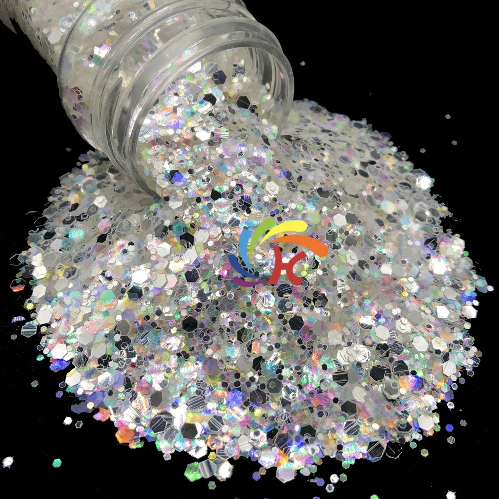 Polyester Chunky Mixed Iridescent White Opal Glitter for Craft Tumbler