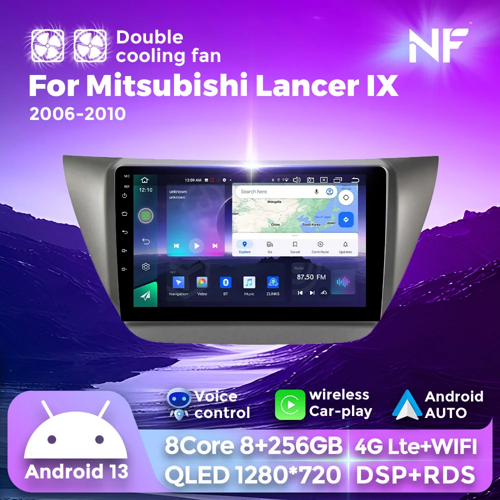 NaviFly NF новейший Android QLED сенсорный экран 8 + 256 ГБ Автомобильный видео для Mitsubishi Lancer IX 2006-2010 с автомобильным воспроизведением android auto