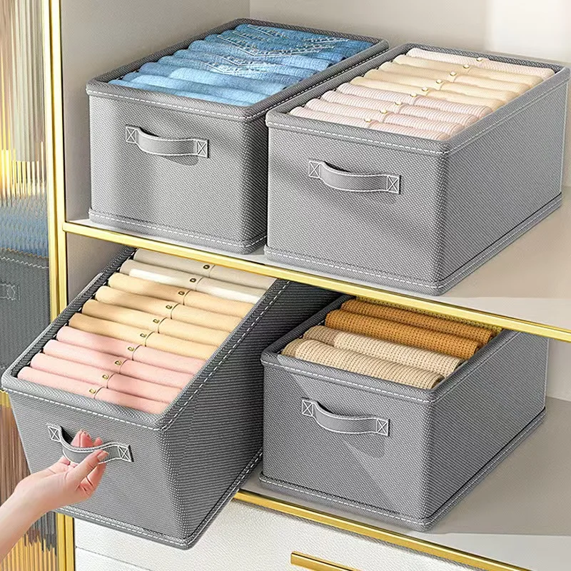 53L Foldable Zipper Storage Container Washable PP Board Wardrobe Organizer for Clothing & Quilts Drawer-Type Closet Storage Box
