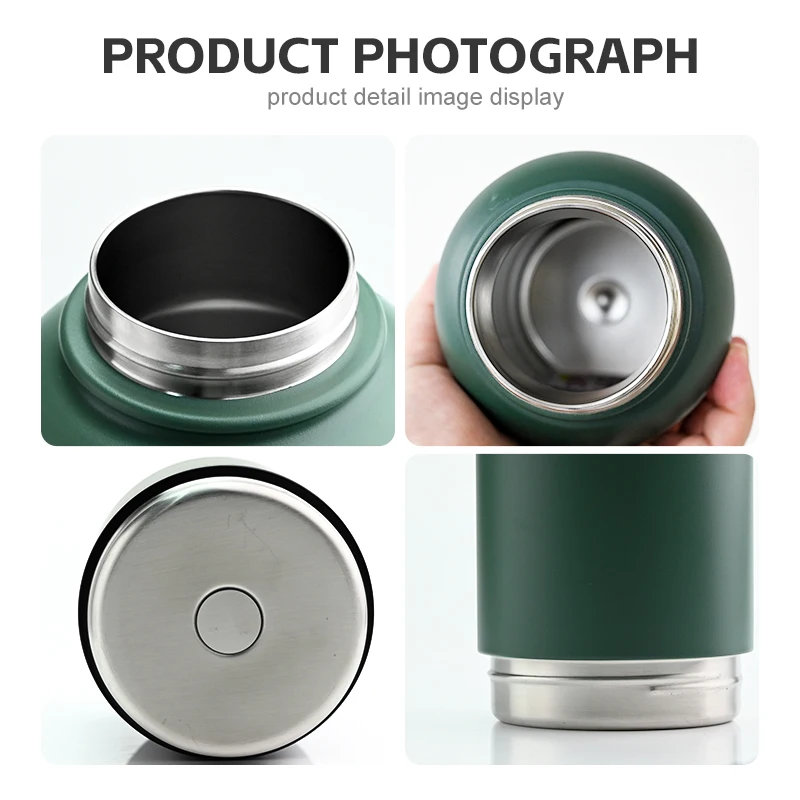 Custom logo 32 oz double wall stainless steel insulated 3 in 1 dog pet travel water bottle with bowl