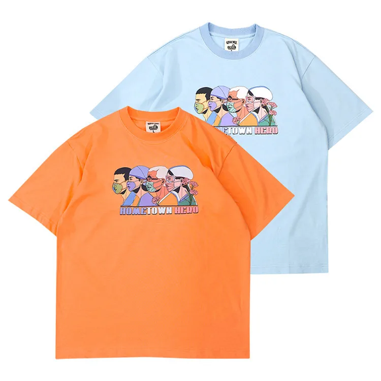 Wholesale Custom V Neck Logo Screen Printed Silk Screen Printing Combed Cotton Blank Fit Fitted Mens Gradient Graphic T Shirts