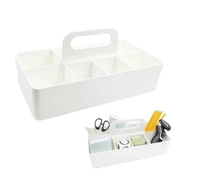 Plastic Portable Makeup Organizer Caddy Tote Divided Basket Bin with Handle Tool storage basket