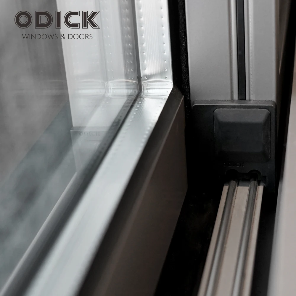 ODICK American aluminum alloy sliding window High security large double tempered glass french windows thermal break custom