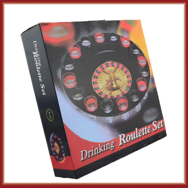 Custom Bar gambling set 16 cup 32 inch glass drinking game lucky shot table casino roulette wheel for adults party