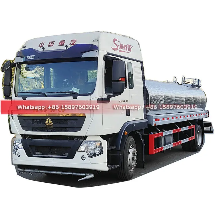 HOWO Auto Water Spraying Truck 15000Liters Stainless Steel Water Tanker Truck Good Price for Sales