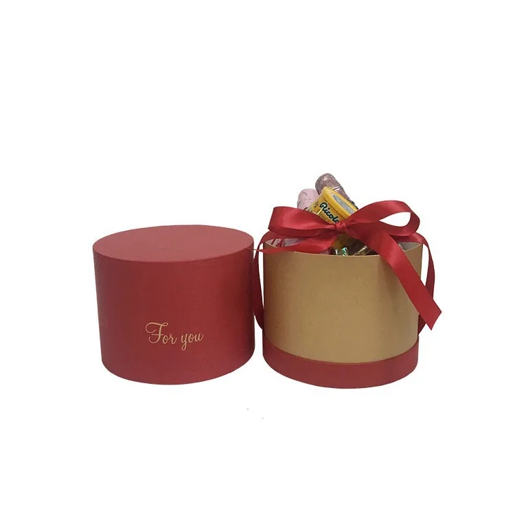 
Round Senior Wedding Groomsmen Bridesmaid Gift Boxes Packaging With Bow Exquisite Flower Gift Box 