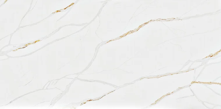 Calacatta Golden Dream White Quartz Artificial Stone Jumbo Size 3200*1600 Modern Surface Kitchen & Work Tops Vanity & Table Tops