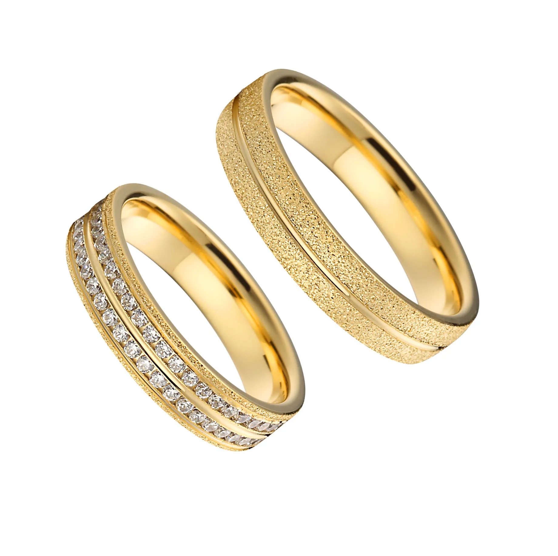 Top Sales 18K Gold Engagement Stainless steel Ring Cushion Cut Wedding Band Ring for Women