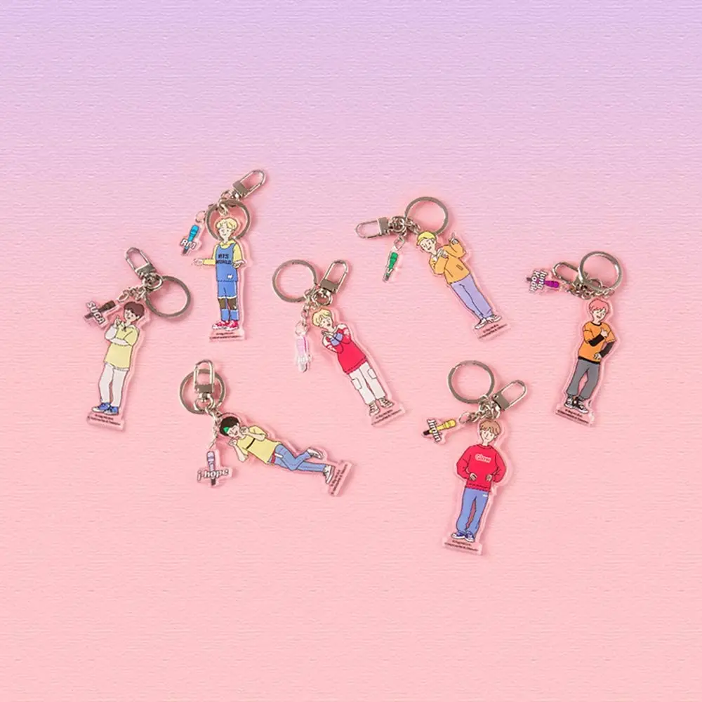 Custom Logo Cute Blank Transparent Gift Double Sided Visible Idol Printing Plastic Cartoon Acrylic BTS Keychain