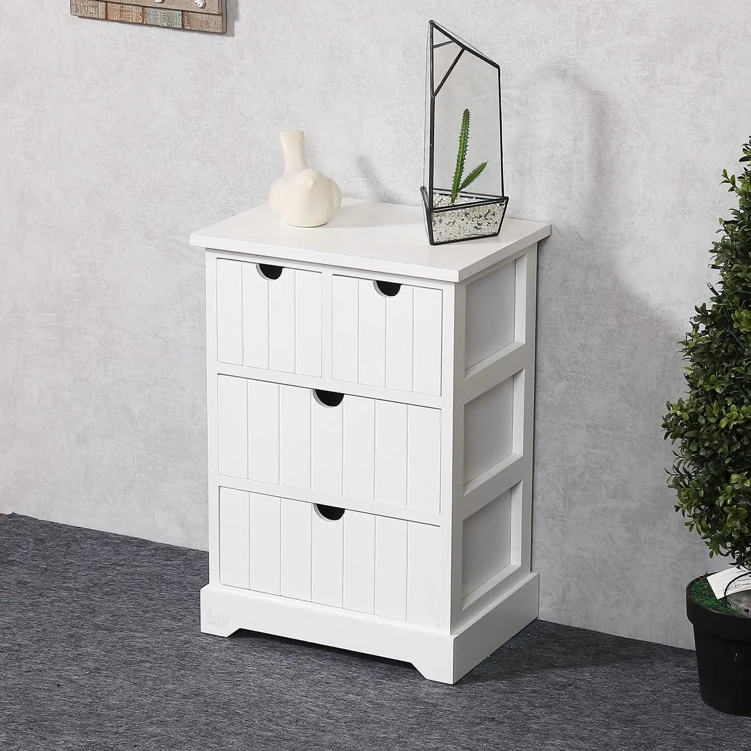 Прямая продажа с фабрики продавать товары для дома мебель белый 4 выдвижных ящика деревянные шкафы для хранения, конец таблицы с открытым ручки