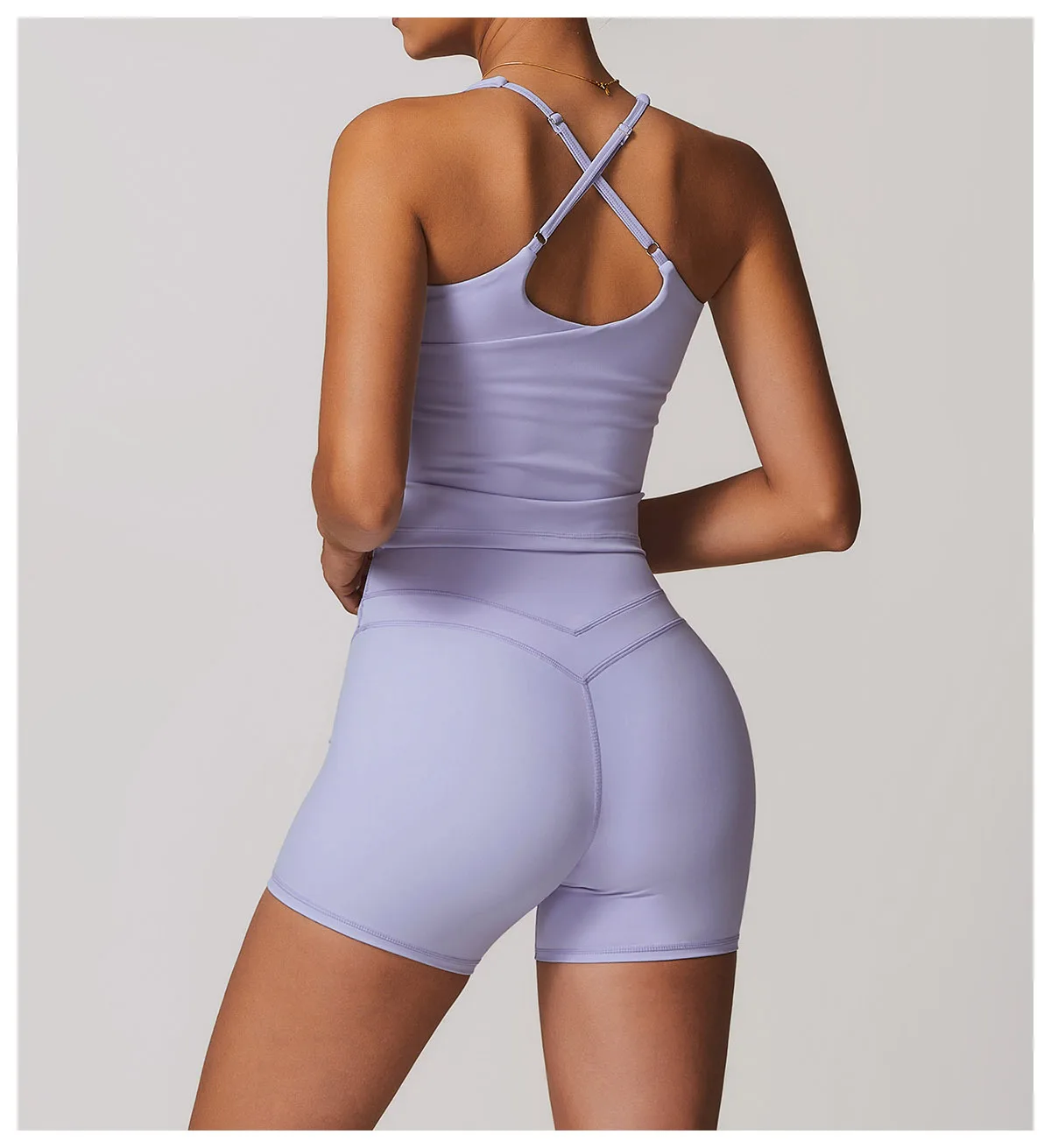 Custom Wholesale Solid Padded Ladies Gym Crossback Sports Bra Yoga Workout Crop Tops Fitness Naked Feeling V Neck Tank Tops