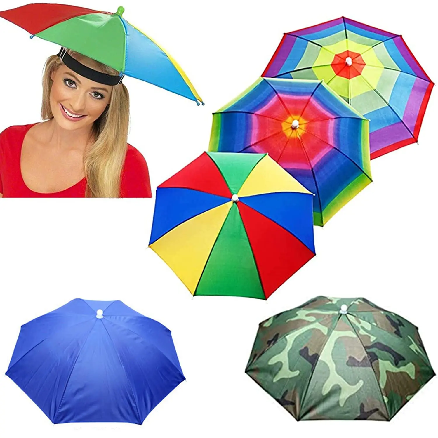 Outdoor Sport Foldable Fishing Umbrella Hat Cap Fish Caps Summer Sun protection in Garden
