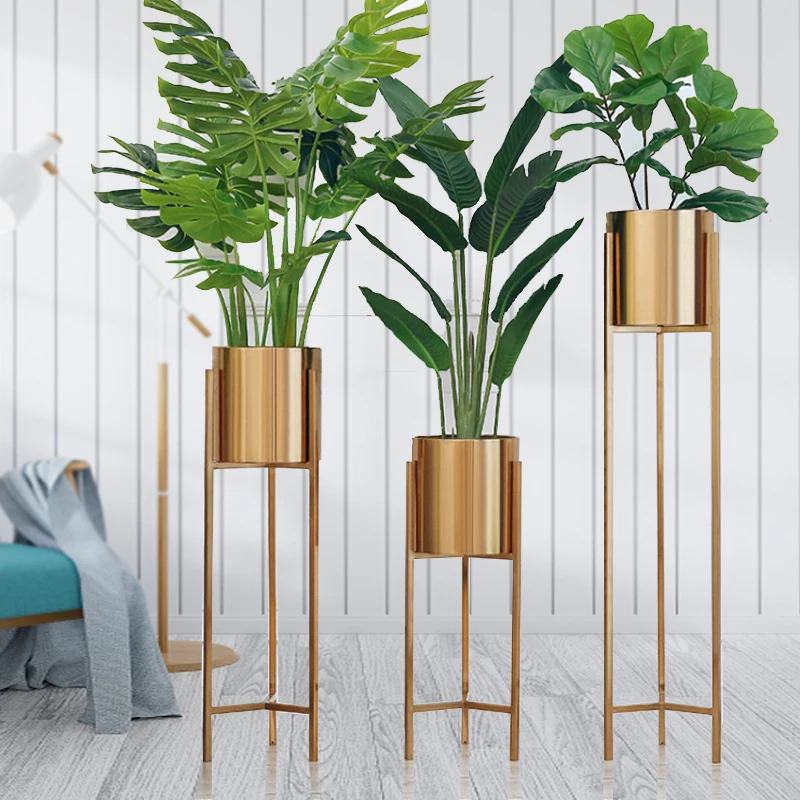 Deepbang Hot Sale New Nordic Style Gold Indoor Cast Iron Metal Garden Tall Plant Flower Pot Stand Plant Stand