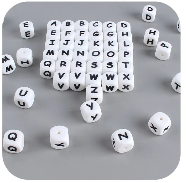 12mm Baby Products 26 Silicone English Letter Beads Diy Baby Name Pacifier Chain Teether Accessories