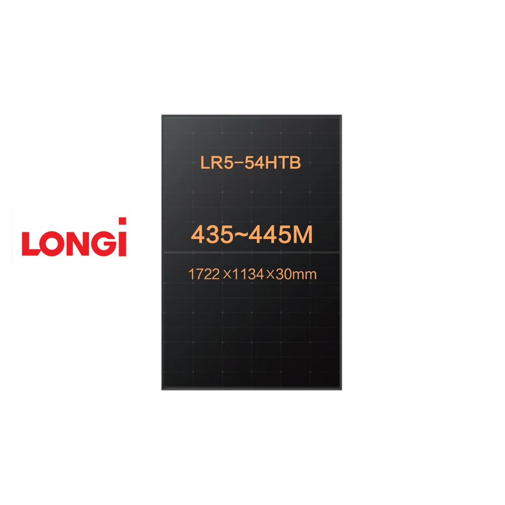 Longi 435-445 Вт шина M10 легированная галлием вафельная полуразрезанная ячейка монокристаллическая полностью черная солнечная панель