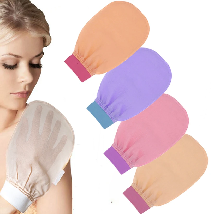 Turkish Silk Kese  Exfoliating Hammam Bath Mitt Skin Glove Black Silk Exfoliating Bath Gloves