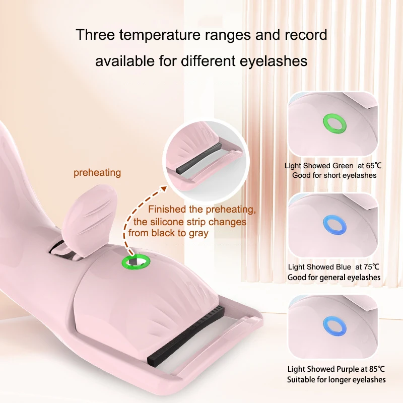 Makeup Tools USB Rechargeable Electric Mini Heating Pink Curler Eyelash Heated Eyelash Curler