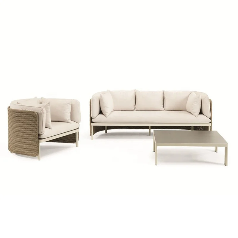 Nordic Outdoor Restaurant Vine Weaving Sofa Combination Outdoor Garden Sofa Set