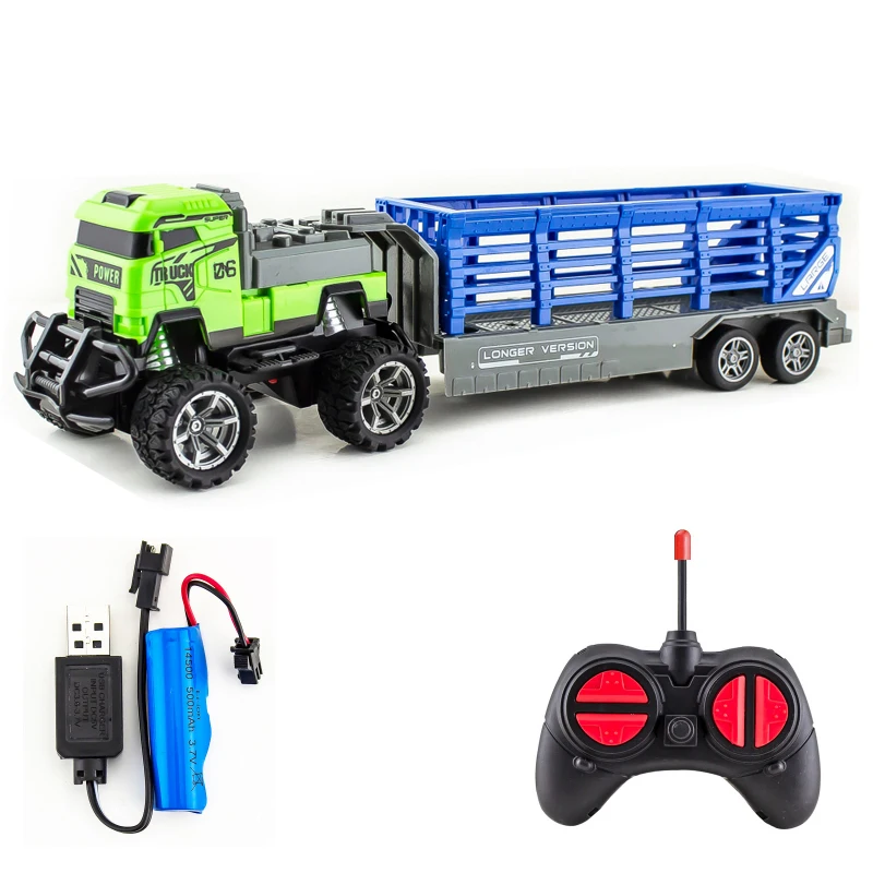 MJ TOYS 27MHZ 1/30 RC Loading Vehicle toys 4CH Remote Control Dump Tractor Toy with lights for kids