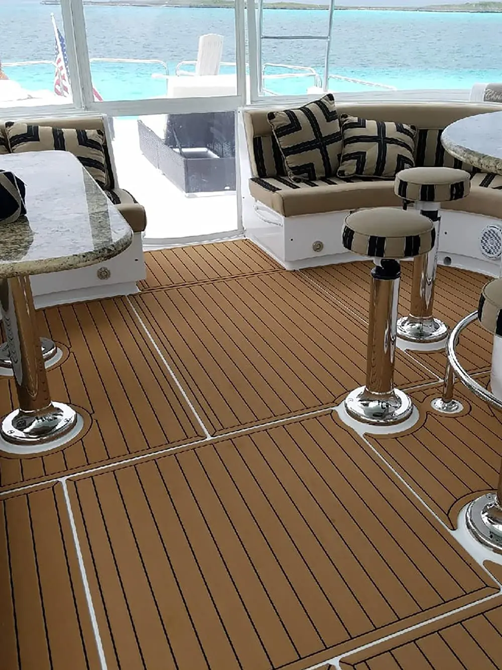 Ocean Oem/Odm Custom Marine Outdoor Faux Teak Mats Non Skid Waterproof Anti Uv Self Adhesive Sea Deck Sheet For Yacht Boat Floor