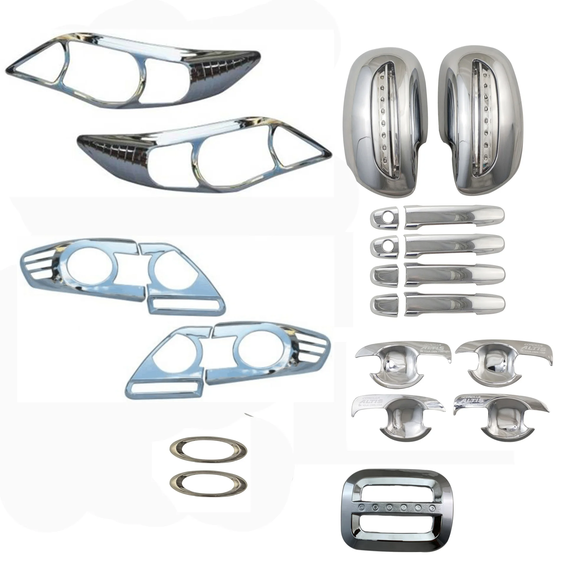 Hot Sale Car Accessories Exterior Trim Set Kit Headlamp Cover Decoration ABS Chrome For Toyota Corolla 2011