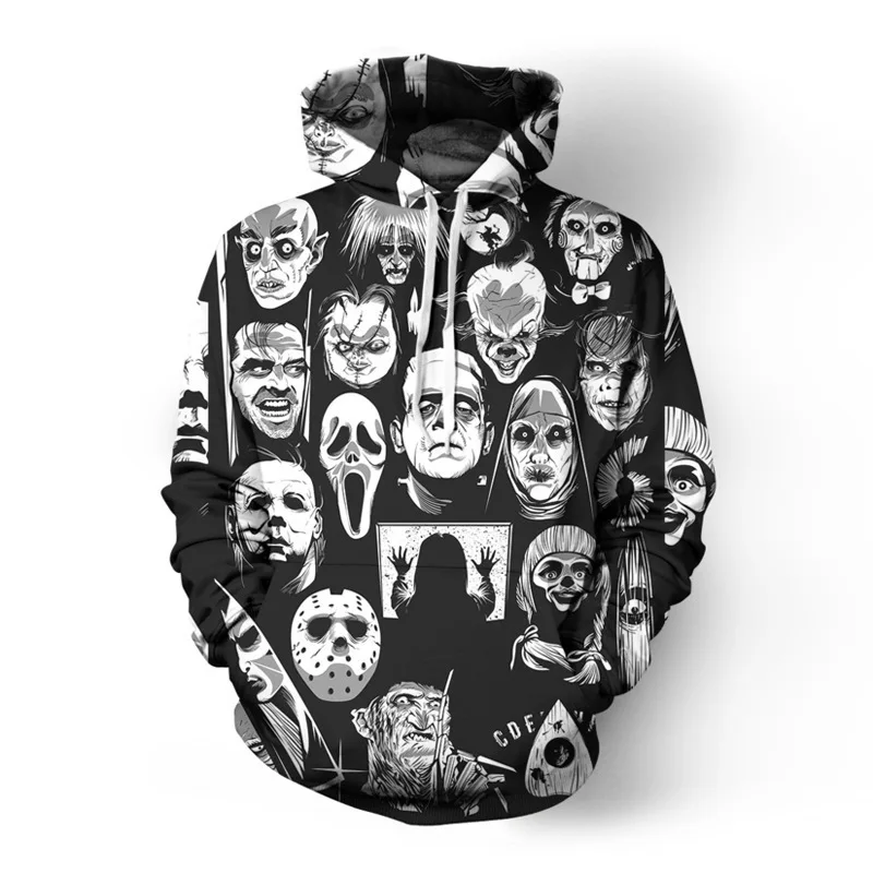 Digital Printing 3d Halloween Movie And Television Horror Killer Series Sweater Cosplay Hoodie